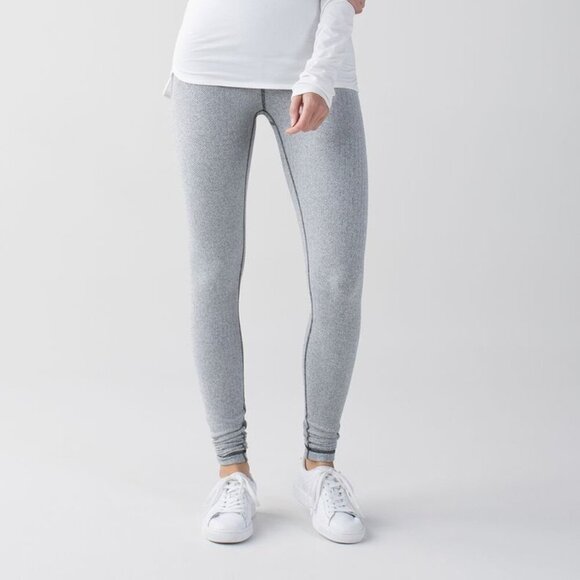 Lululemon Wunder Under Pant Grey Striped Leggings Size 4 - Picture 1 of 5